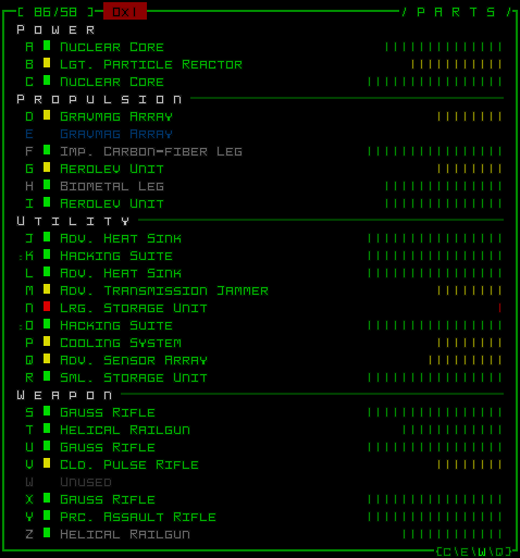 Today I’d like to share the process behind the development of a singular UI feature, in particular the part (equipment)-sorting implementation, 