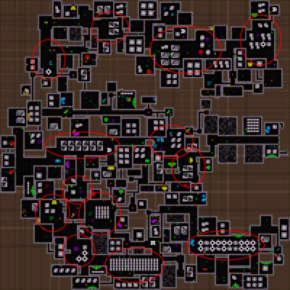 cogmind_factory_map_halls_marked_potential_behemoths