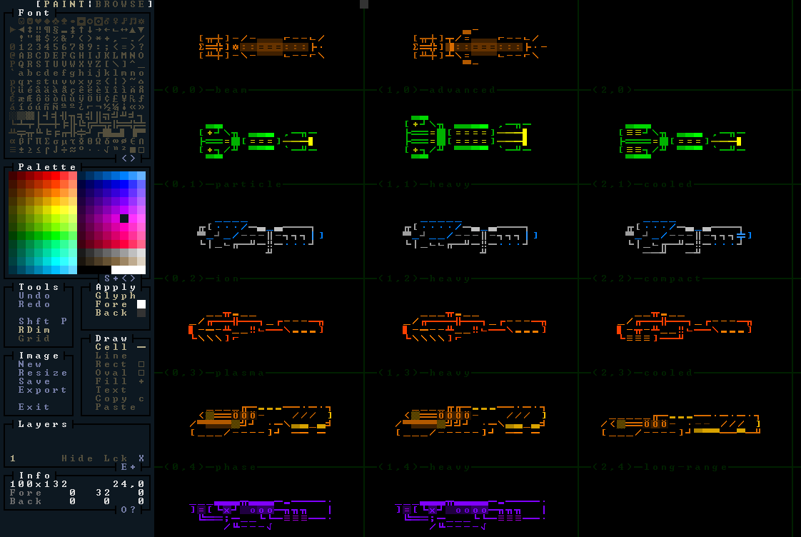 cogmind_thermal_cannon_spritesheet_excerpt_rexpaint_GUI