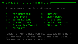 Cogmind Special Commands Window Mockup 3 (REXPaint)