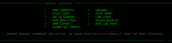 Cogmind Special Commands Window Mockup 4 (REXPaint) - Final