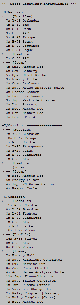 Cogmind Garrison Content List (pre-Beta 12)