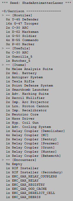 Cogmind Garrison Content List (-8, Beta 12)