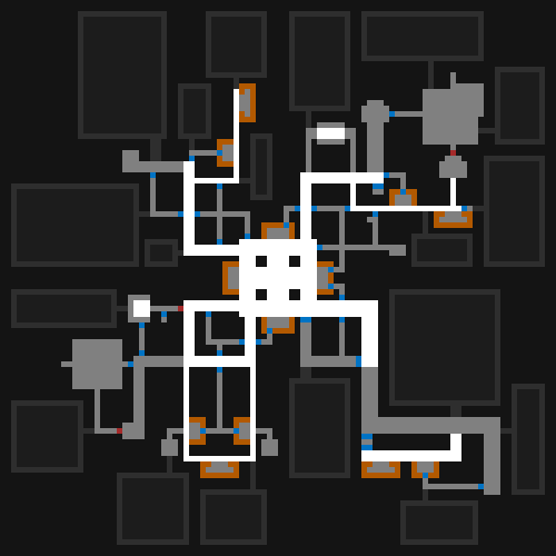 Cogmind Garrison Map Generator w/Possible Encounter Areas (Sample 1)