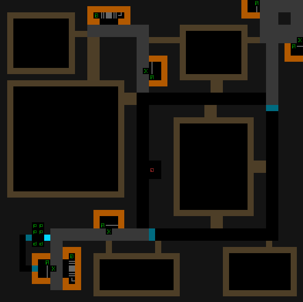 Cogmind Garrison Prefab Quadrant, w/Encounter Room Placeholders (REXPaint)