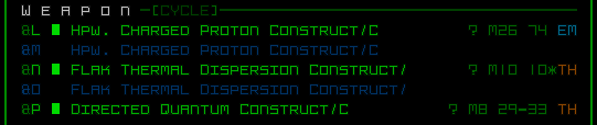 Cogmind Construct Naming Sample: Weapons