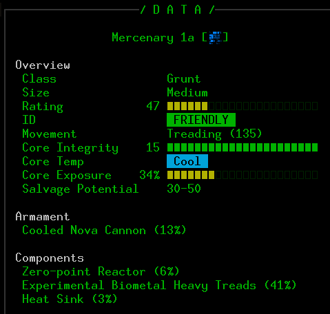 Cogmind Polymind Allied Grunt w/Powerful Parts (fitted via Mechanic host)