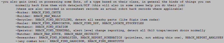 Cogmind Polymind Notes: Class Intel Types