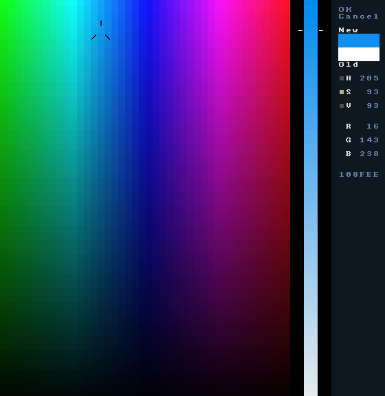 REXPaint color picker (saturation mode)
